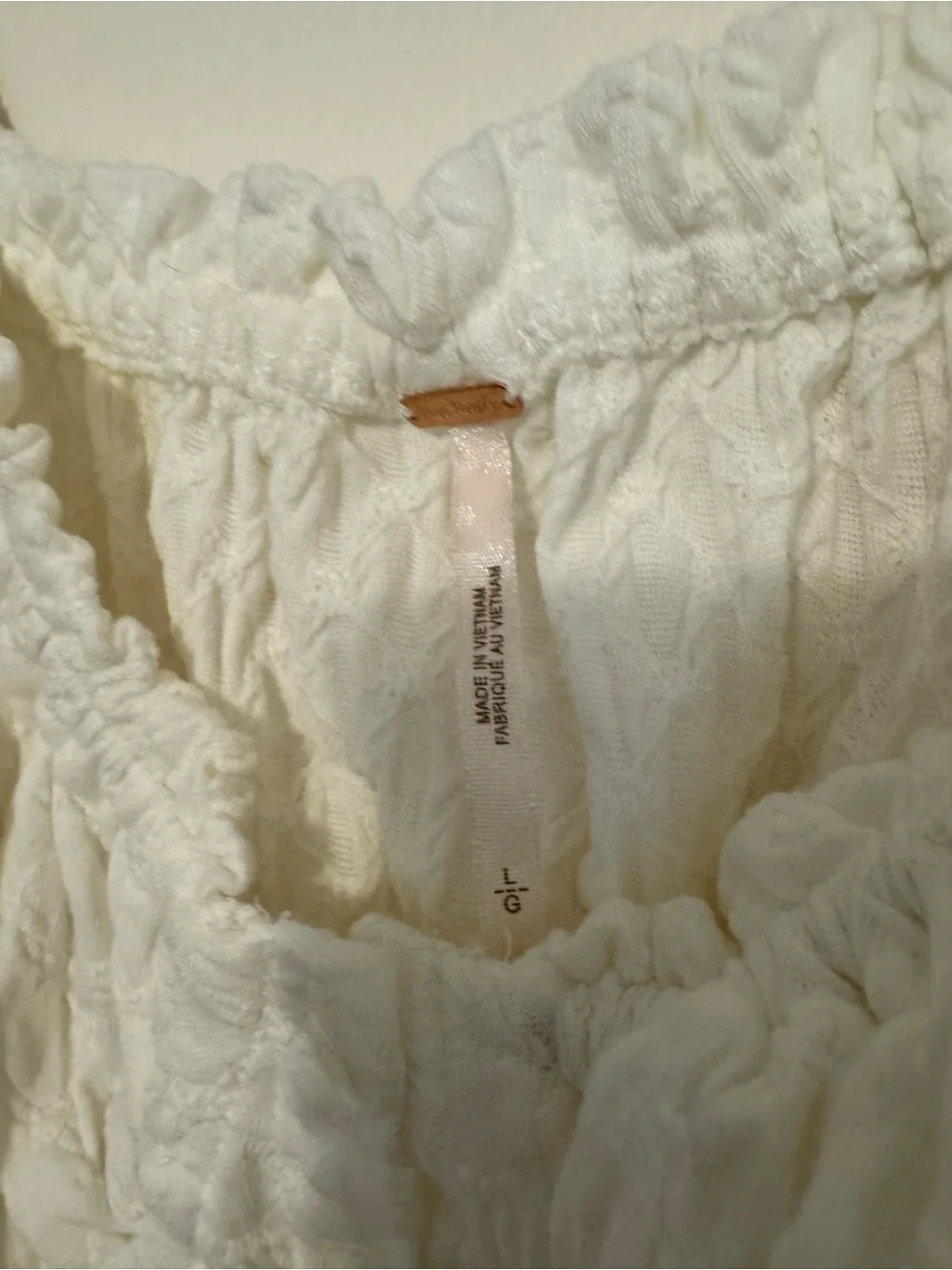 Free People White Puff Sleeve Peplum Top